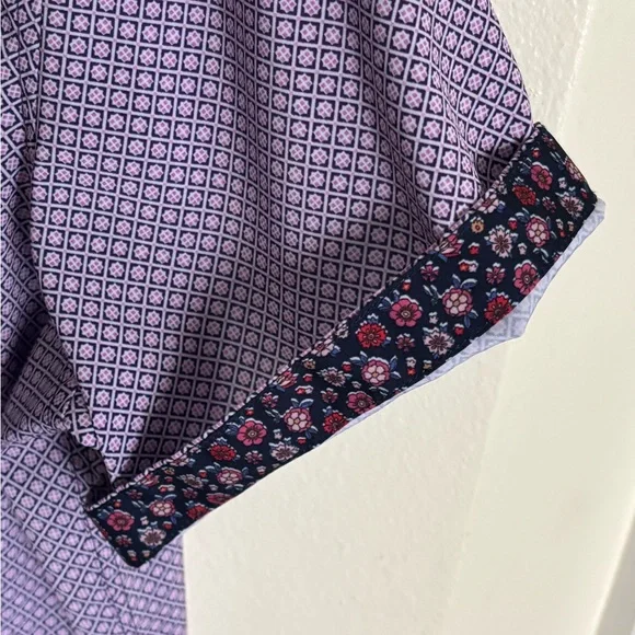 Nick Graham Everywhere Spring Purple Pink Flip Cuff Sleeve Men's Shirt XL - Picture 3 of 5